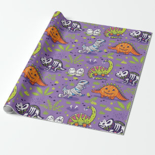 Papel De Regalo Patrón de dinosaurios de Halloween