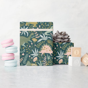 Papel De Regalo Patrón de dinosaurios verdes