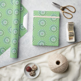 Papel De Regalo Patrón de diseño de flores de mandarala verde