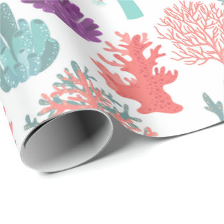 Papel De Regalo Patrón de diversas plantas de coral de aguas profu