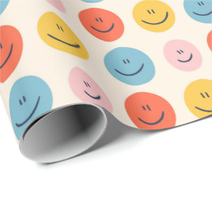 Papel De Regalo Patrón de diversión simple de blobs de cara feli