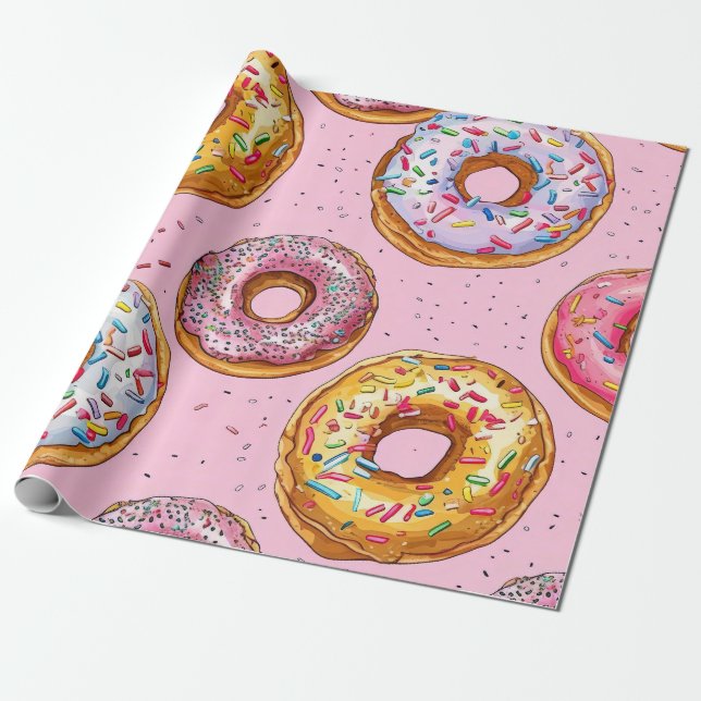 Papel De Regalo Patrón de donut caprichoso (Desenrollado)