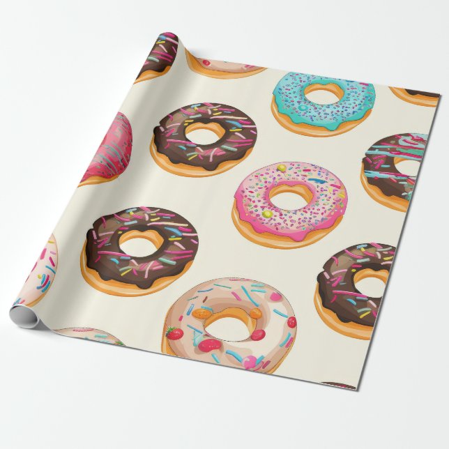 Papel De Regalo Patrón de donut retro (Desenrollado)