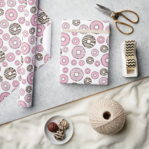 Papel De Regalo Patrón De Donuts, Donuts Rosados, Donuts Blancos
