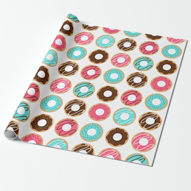 Papel De Regalo Patrón de donuts variados (Desenrollado)
