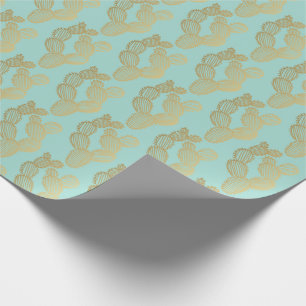 Papel De Regalo Patrón de doodle de Cactus Gold Pricky