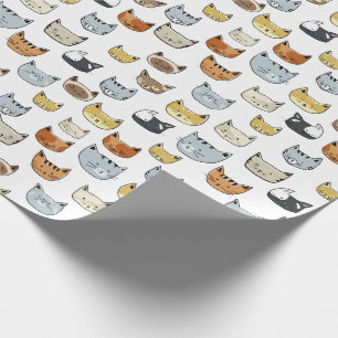 Papel De Regalo Patrón de doodle de cara de gato