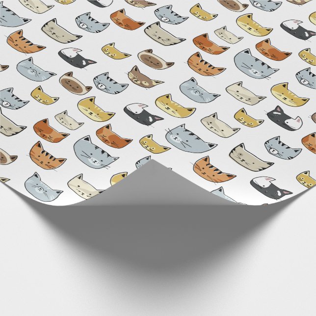Papel De Regalo Patrón de doodle de cara de gato (Esquina)