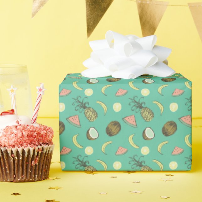 Papel De Regalo Patrón de Doodle de Fruta Tropical (Fiesta de cumpleaños )
