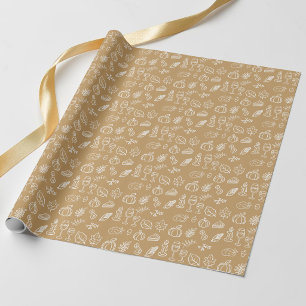 Papel De Regalo Patrón de doodle lindo marrón moderno de otoño de 