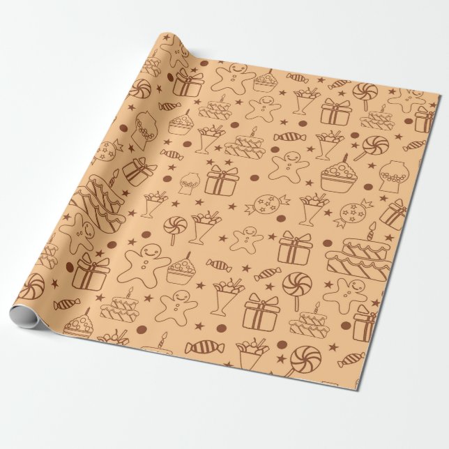 Papel De Regalo Patrón de Doodle para pasteles (Desenrollado)