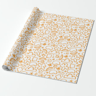 Papel De Regalo Patrón de Doodle Pastel Naranja quemado