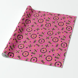 Papel De Regalo Patrón de Doodle Rosa Retro Neon de 80-90
