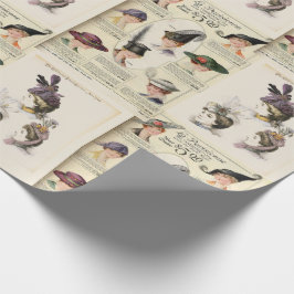 Papel De Regalo Patrón de dos imágenes de sombreros franceses vint