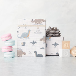 Papel De Regalo Patrón de ducha azul de dinosaurio bebé lindo Dino