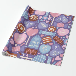 Papel De Regalo Patrón de dulces tratamientos de San Valentín