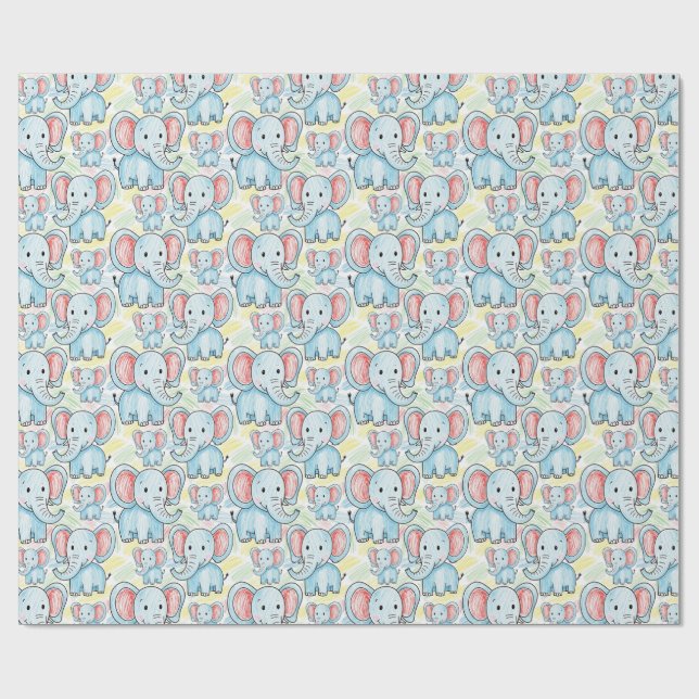 Papel De Regalo patrón de elefante (Superficie plana)