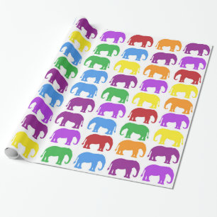 Papel De Regalo Patrón de elefantes coloridos