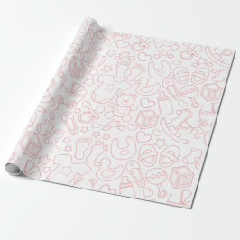 Papel De Regalo Patrón de elementos de bebé rosado