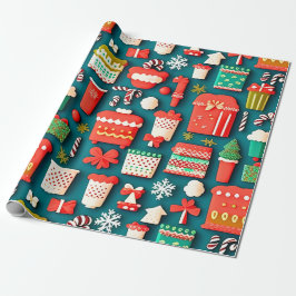 Papel De Regalo Patrón de elementos de Navidades tradicionales