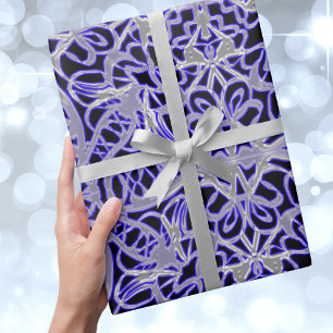 Papel De Regalo Patrón de encaje morado y plateado