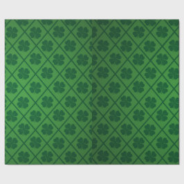 Papel De Regalo Patrón de encantos verdes de cuatro hojas