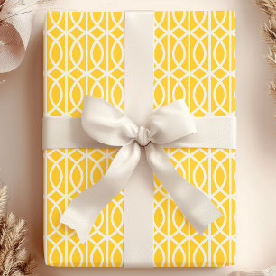 Papel De Regalo Patrón de enrejado marroquí amarillo y blanco moda