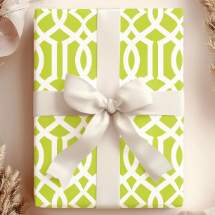 Papel De Regalo Patrón de enrejado marroquí verde lima y blanco de