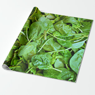 Papel De Regalo Patrón de ensalada de espinacas verde fresco