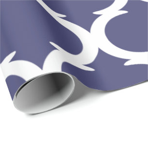 Papel De Regalo Patrón de Entramado Blanco Azul de la Marina de lo