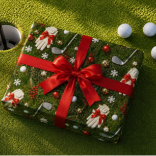 Papel De Regalo Patrón de equipo de golf de Navidad en césped verd