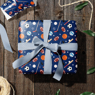 Papel De Regalo Patrón de equipo deportivo infantil en cumpleaños 