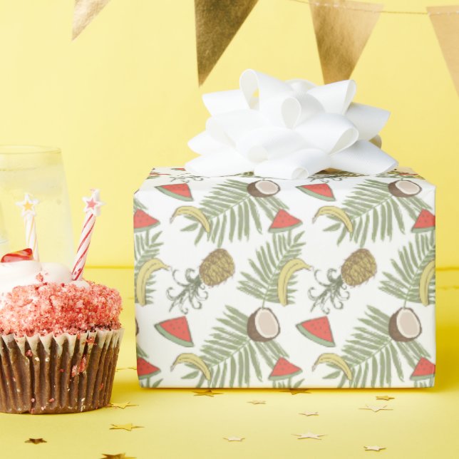 Papel De Regalo Patrón de esbozo de fruta tropical (Fiesta de cumpleaños )