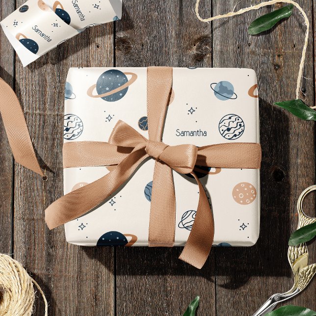 Papel De Regalo Patrón de esbozo de planetas de sistemas solares (Subido por el creador)