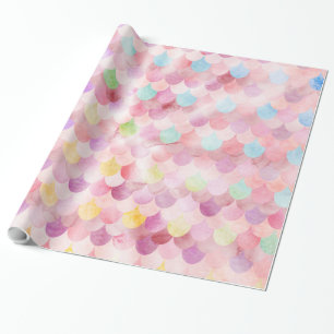 Papel De Regalo Patrón de escalas de peces de sirena rosa