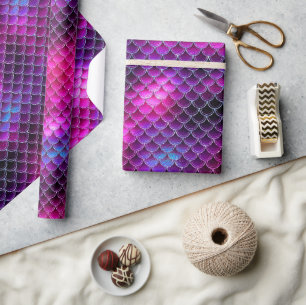Papel De Regalo Patrón de escalas de Sirena ID600 rosa