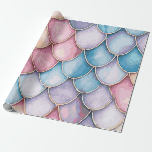 Papel De Regalo Patrón de escamas de sirena multicolor – Mágico
