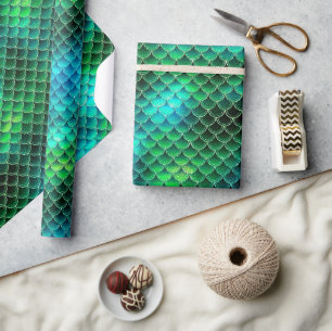 Papel De Regalo Patrón de escamas de sirena verde ID600