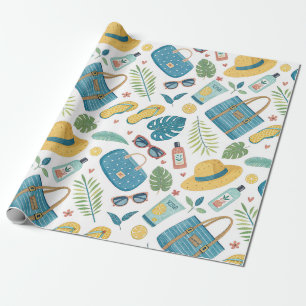 Papel De Regalo Patrón de esenciales de playa de verano (2)