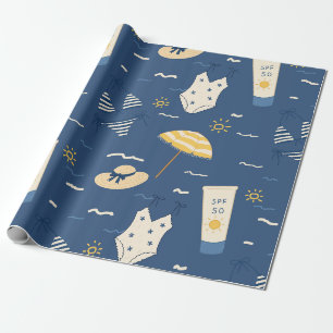 Papel De Regalo Patrón de esenciales de playa de verano (4)