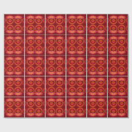 Papel De Regalo Patrón de Esferas de Energía Naranja y Rojo