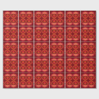 Papel De Regalo Patrón de Esferas de Energía Naranja y Rojo