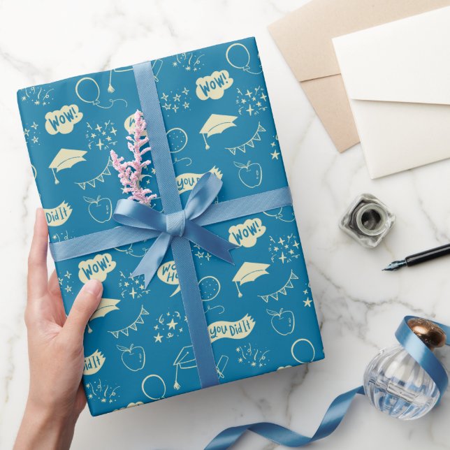 Papel De Regalo Patrón de esgrima dibujado a mano de graduación az (Regalar)