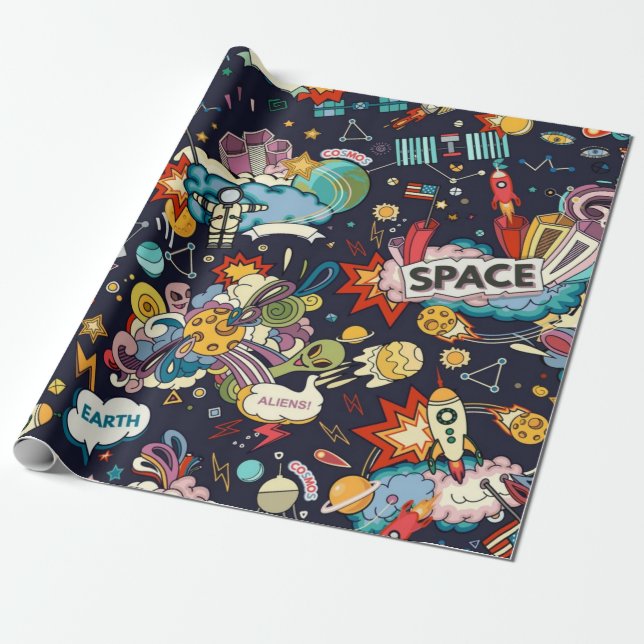 Papel De Regalo Patrón de espacio (Desenrollado)