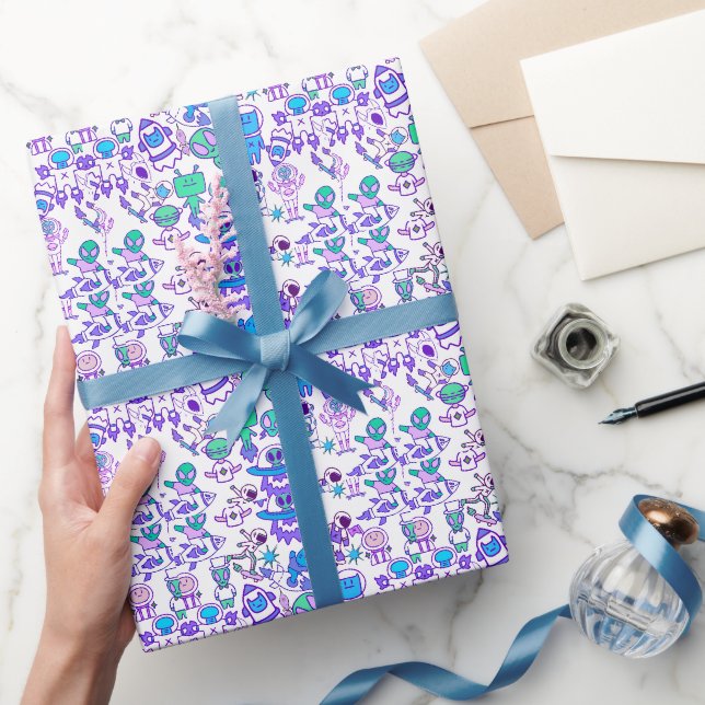 Papel De Regalo Patrón de espacio retro (Regalar)