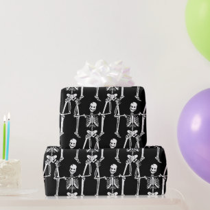 Papel De Regalo Patrón de esqueletos superpuestos geniales en negr