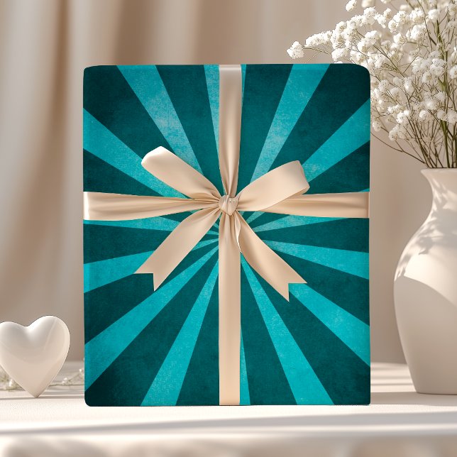 Papel De Regalo Patrón de Estallido de Estrella Azul Turquesa Rúst (Subido por el creador)