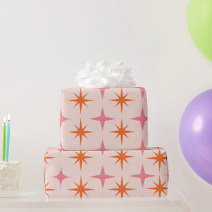 Papel De Regalo Patrón de Estallidos de Estrellas Retro de Mediado