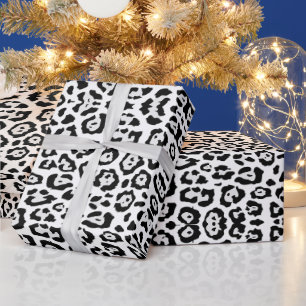 Papel De Regalo Patrón de estampado de leopardo de moda negro gris