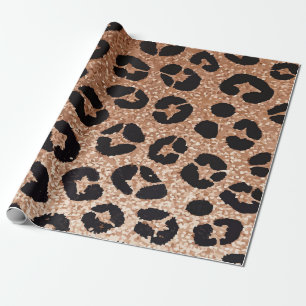 Papel De Regalo Patrón de estampado de leopardo dorado y negro – L